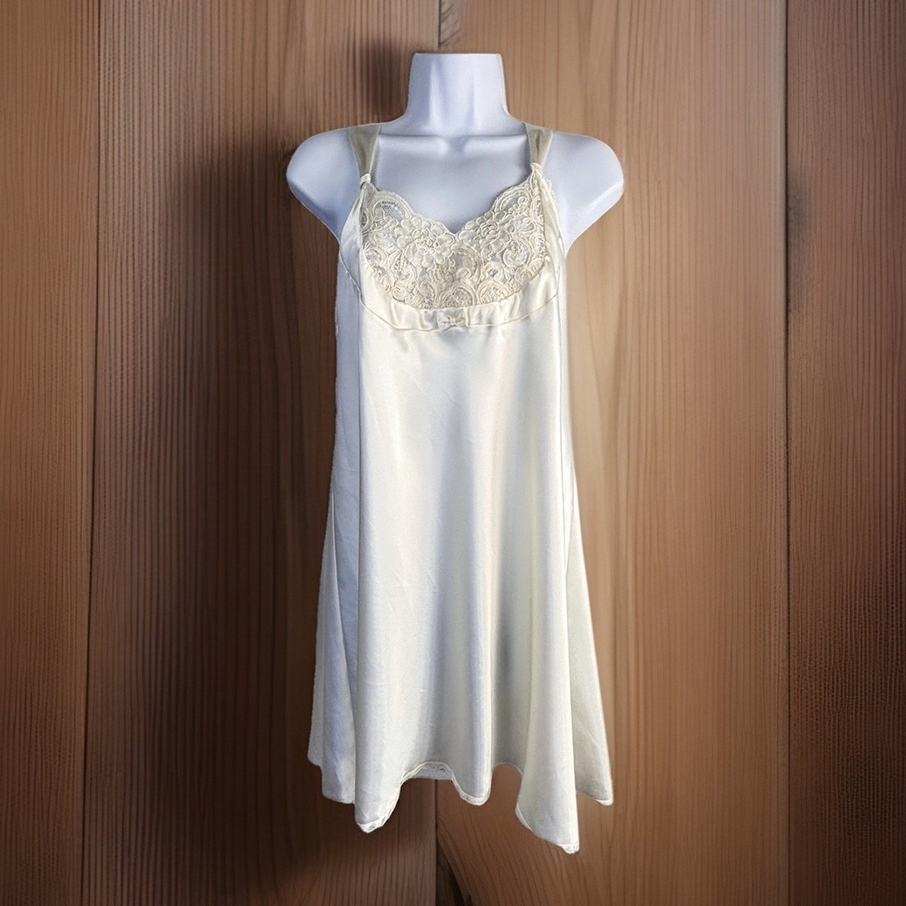 Slip Dress Nightgown XL Cream Lace Romantic Coquette Feminine Romantic Fairycore